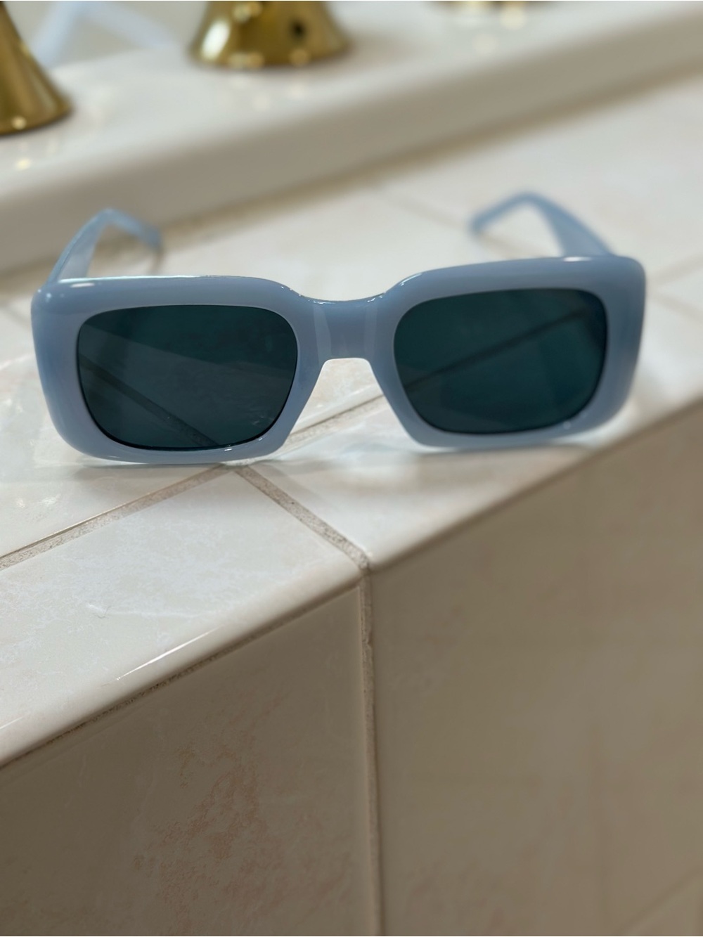 Light Blue Rectangle Sunglasses